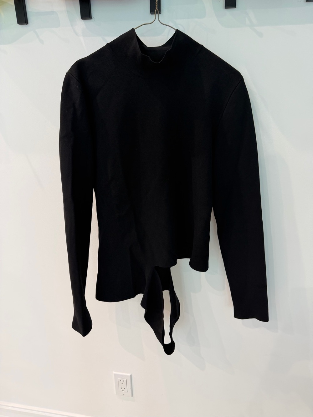 Proenza Schouler Black Long-Sleeve Tie-Back Top